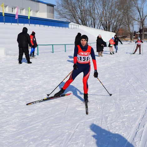На лыжной трассе уверенно лидировала  Наталья Горбачева из Москаленского.